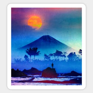 The Volcano And The Sunset Sticker